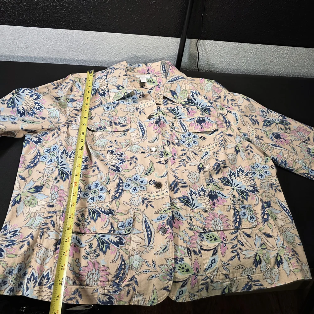 Charter Club Pink and Blue Floral Jeans Jacket, Womens‎ Size 2X